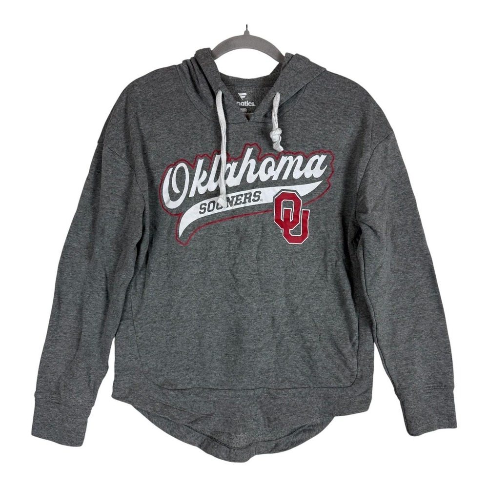 Oklahoma Sooners Sweatshirt Womens Small Gray NCAA Football Fanatics Hoodie‎